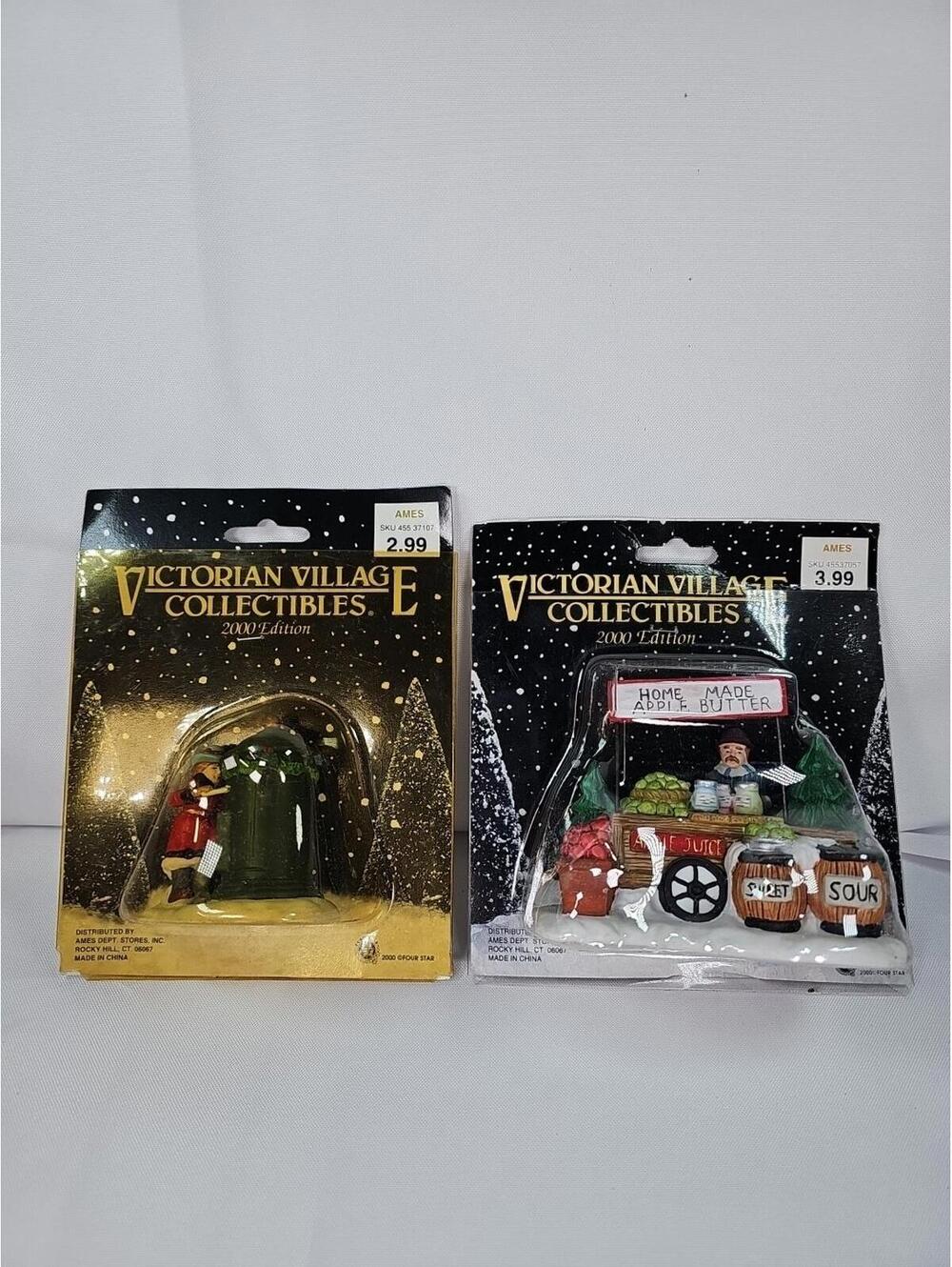 New Vtg Victorian Village Collectibles Mail Box Apple Butter  Set Of 2 Figurines